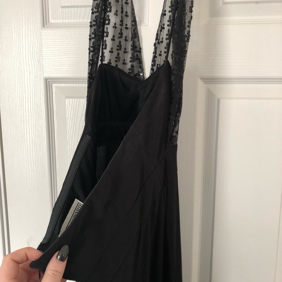 Black Sequin Halter Dress - Picture 2 of 4